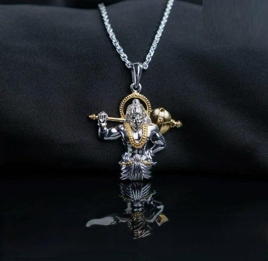 Jai Hanuman Gold-Silver Pendant with Chain