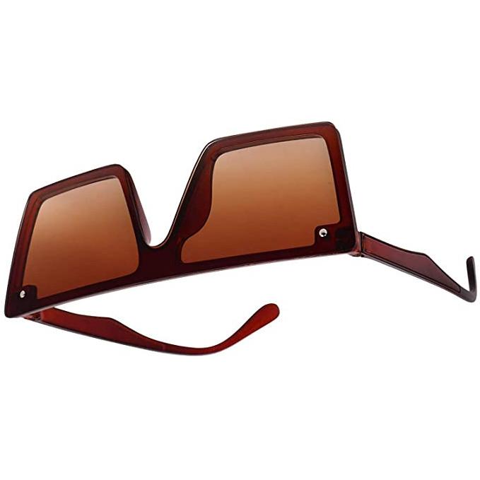 Unisex Brown Retro Square Sunglass