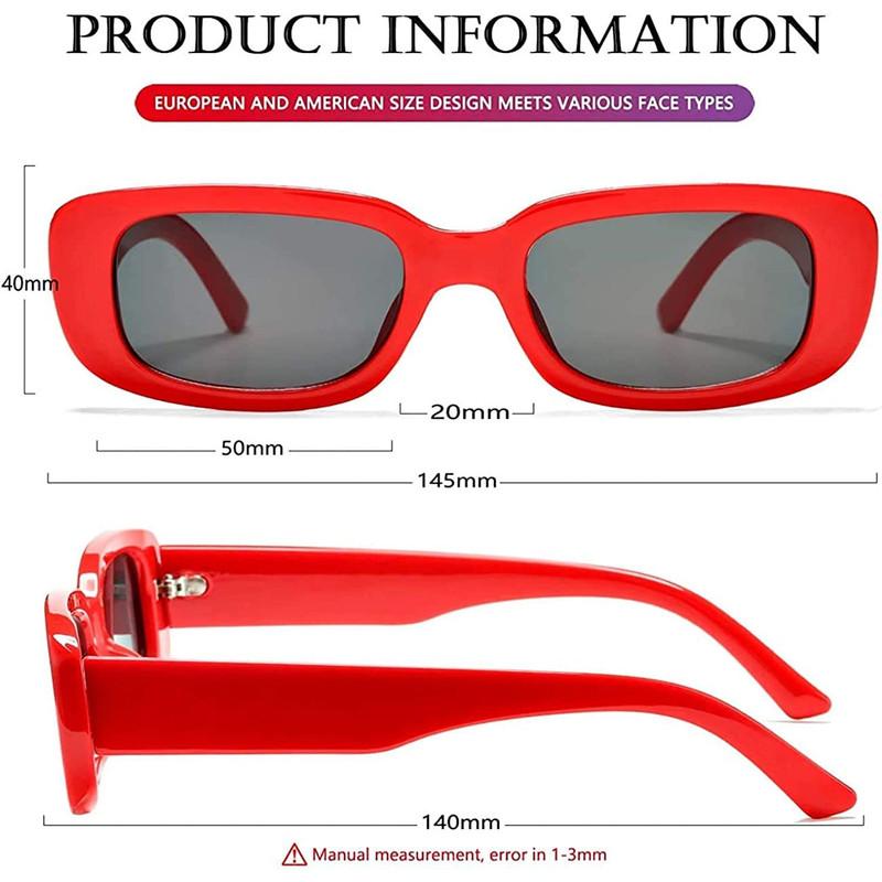 Unisex Black Red Rectangle Sunglass