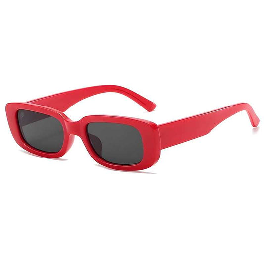 Unisex Black Red Rectangle Sunglass