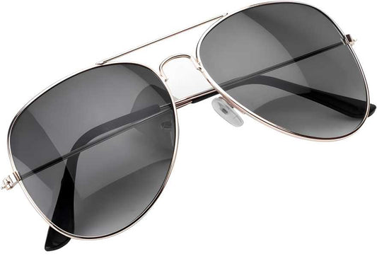 Unisex Black Golden Aviator Sunglass
